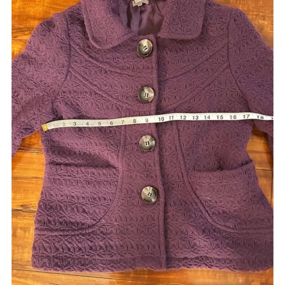 Sashimi Women Y2K Office Purple Textured Wool-Blend Button-Up Fitted Jacket M - Picture 7 of 8